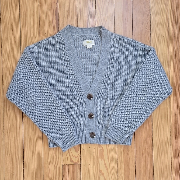 Anthropologie Maeve Gray Ribbed Cardigan Boho Minimalist Cool Girl S - Picture 2 of 12